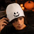 thumbnail image 4 of IYYVV Unisex Halloween Beanie Hat Pumpkin Ghost Skull Knit Cap | Funny Prints, Knit for Fall Winter White, 4 of 7