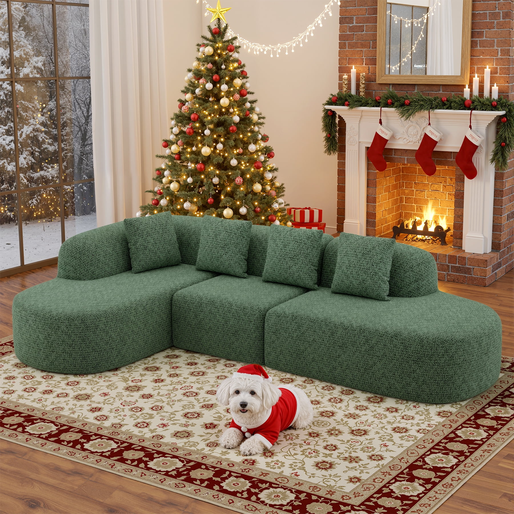 Daluvenix 114 Inch Boneless Couches for Living Room Modern Modular Sectional Sofa with Left Chaise L-Shape Cloud Sectional Couch