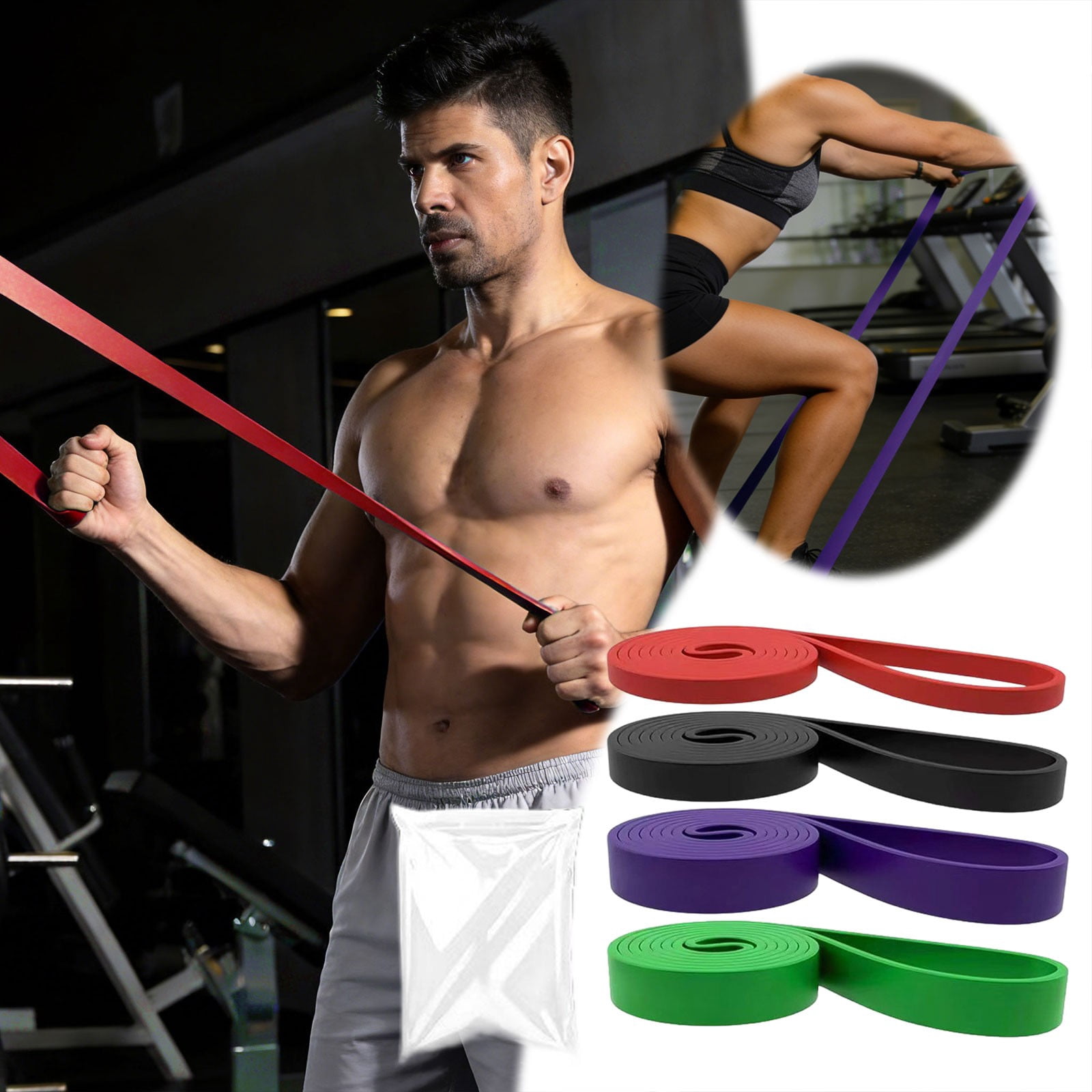 Pull Up Assistance Bands Set, 4 Levels of Resistance Bands for Men & Women - Durable Exercise Workout Bands for Body Stretching, Strength Training, Physical Therapy, Home Gym Equipment