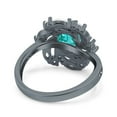 thumbnail image 3 of Oval Vintage Art Deco Ring Black Tone Paraiba Tourmaline CZ 925 Sterling Silver Size 6, 3 of 6