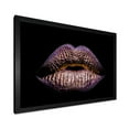 thumbnail image 2 of Designart 'Sexy Golden Metallized Woman Lips V' Modern Framed Art Print, 2 of 4