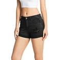 thumbnail image 3 of Wax Jean Women's Juniors Classic High Rise Color Denim Shorts (Black, S), 3 of 4