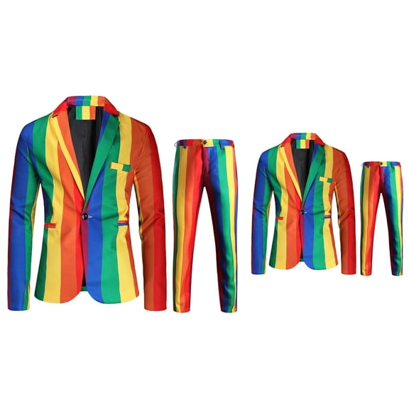 Men's 2-Piece Tuxedo Set with 1-Button Jacket and Pants, Formal Business Suit for Work and Casual Events