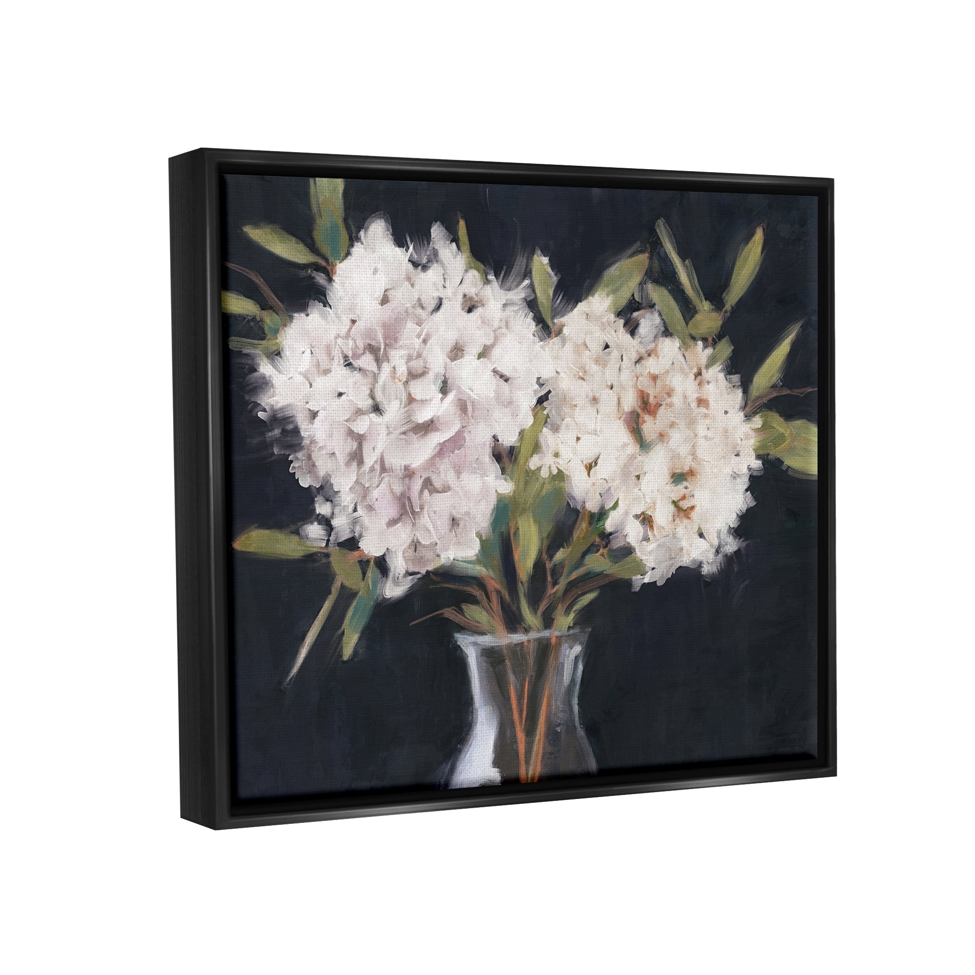 Stupell Industries Hydrangea Bouquet Still Life Botanical & Floral Painting Black Floater Framed Art Print Wall Art