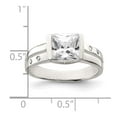 thumbnail image 5 of 925 Sterling Silver Square Cubic Zirconia Ring Size 8, 5 of 6