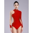 thumbnail image 6 of Alvivi Womens Sheer Mesh Dance Bodysuit Shiny Rhinestone Ballet Gymnastics Leotard Skating Dancewear Red XXL, 6 of 7