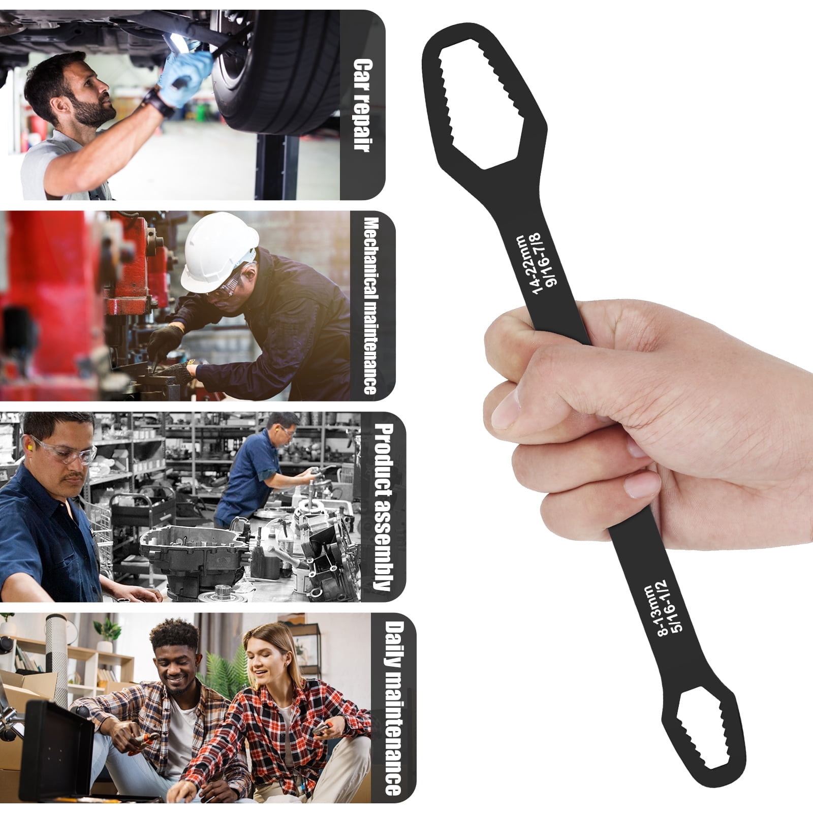 AEVXKHI 8PCS Universal Torx Wrench, 3mm-22mm Adjusting Torque Wrench, Double-Head Self-Tightening Car Torx Wrench, Multi-functional All-in-One Wrenches for Home, Car Repair, Plumbing, Mechanical