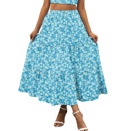 

under Skirt Shorts Maternity Skirt over The Belly Women Summer Boho Printing Elastic Waist Pleated A Line Flowy Swing Tiered Pocket Long Beach Skirt Dress Girls Long Skirts Size 10-12 Cotton