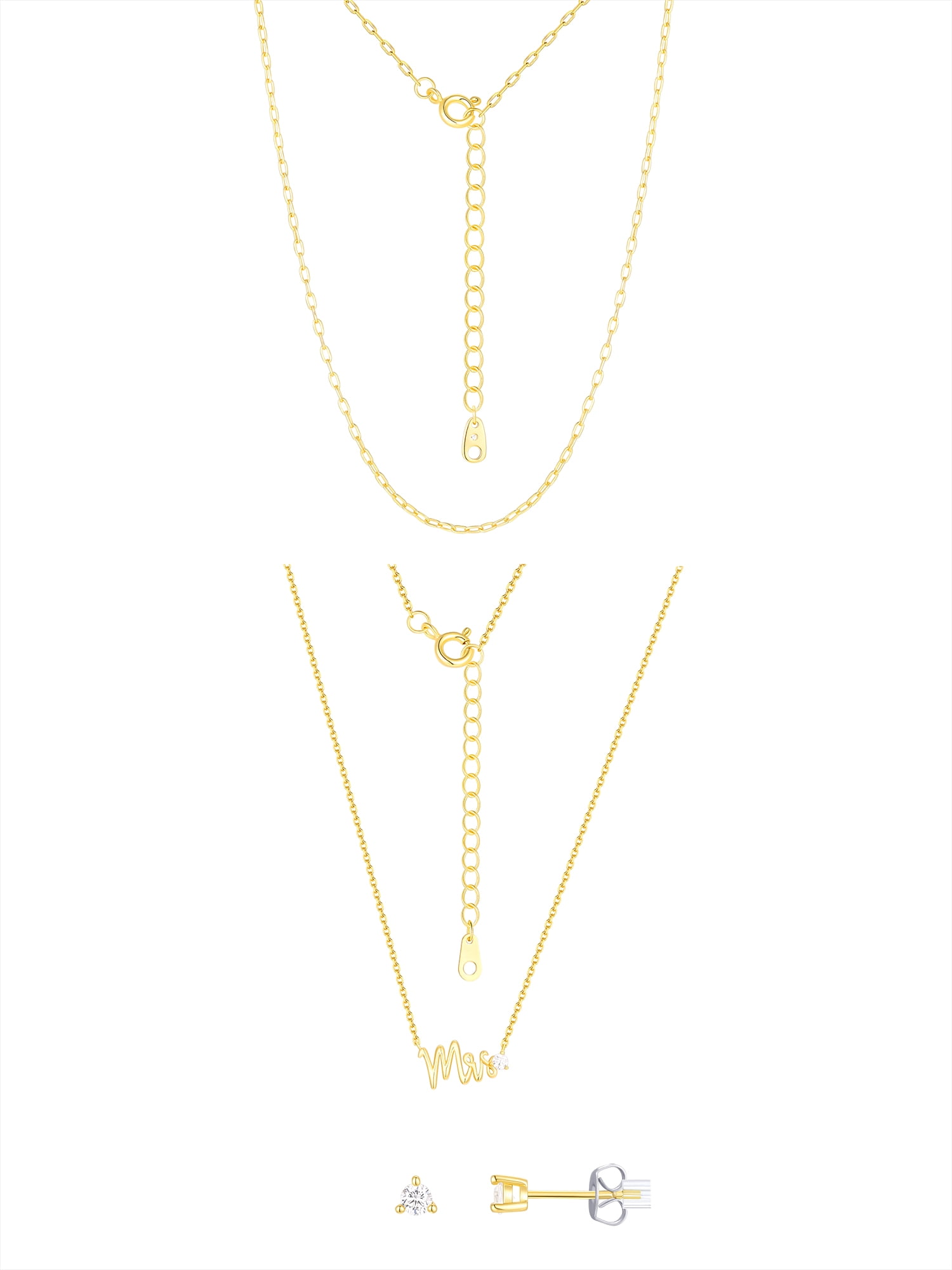 Believe by Brilliance Cubic Zirconia Mrs Necklace Set in 14KT Gold Flash Plated