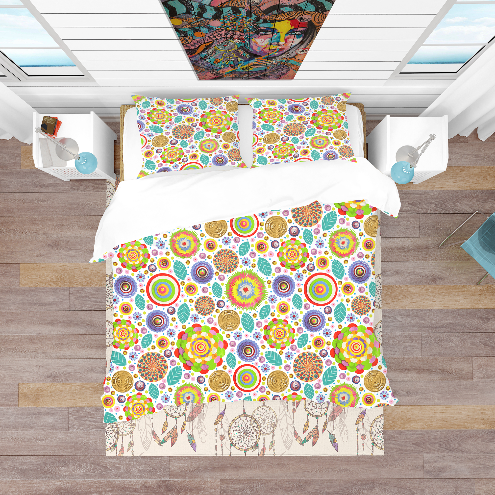 Designart 'Fashionable Flowers Pattern' Bohemian & Eclectic Duvet Cover Set