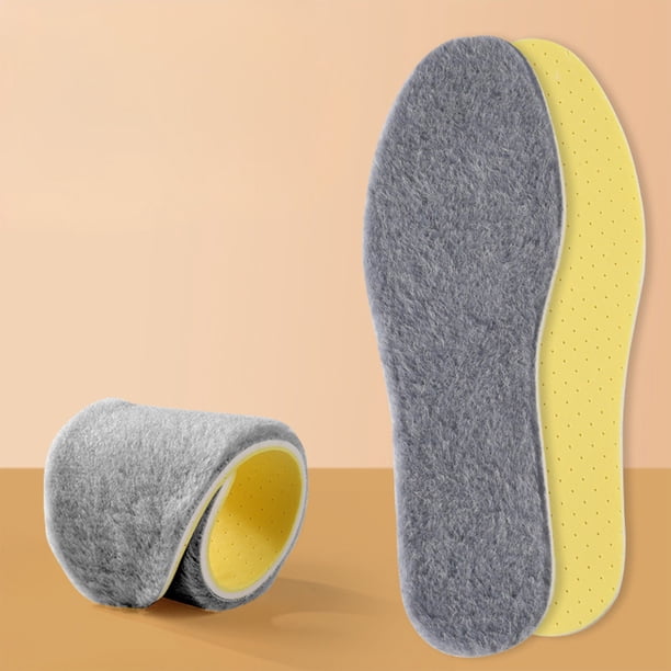 Plantillas térmicas de lana con ventilación de ventilación - Cojín cálido de alta resistencia para botas de invierno y zapatillas de senderismo - Blanco/gris - 1 par