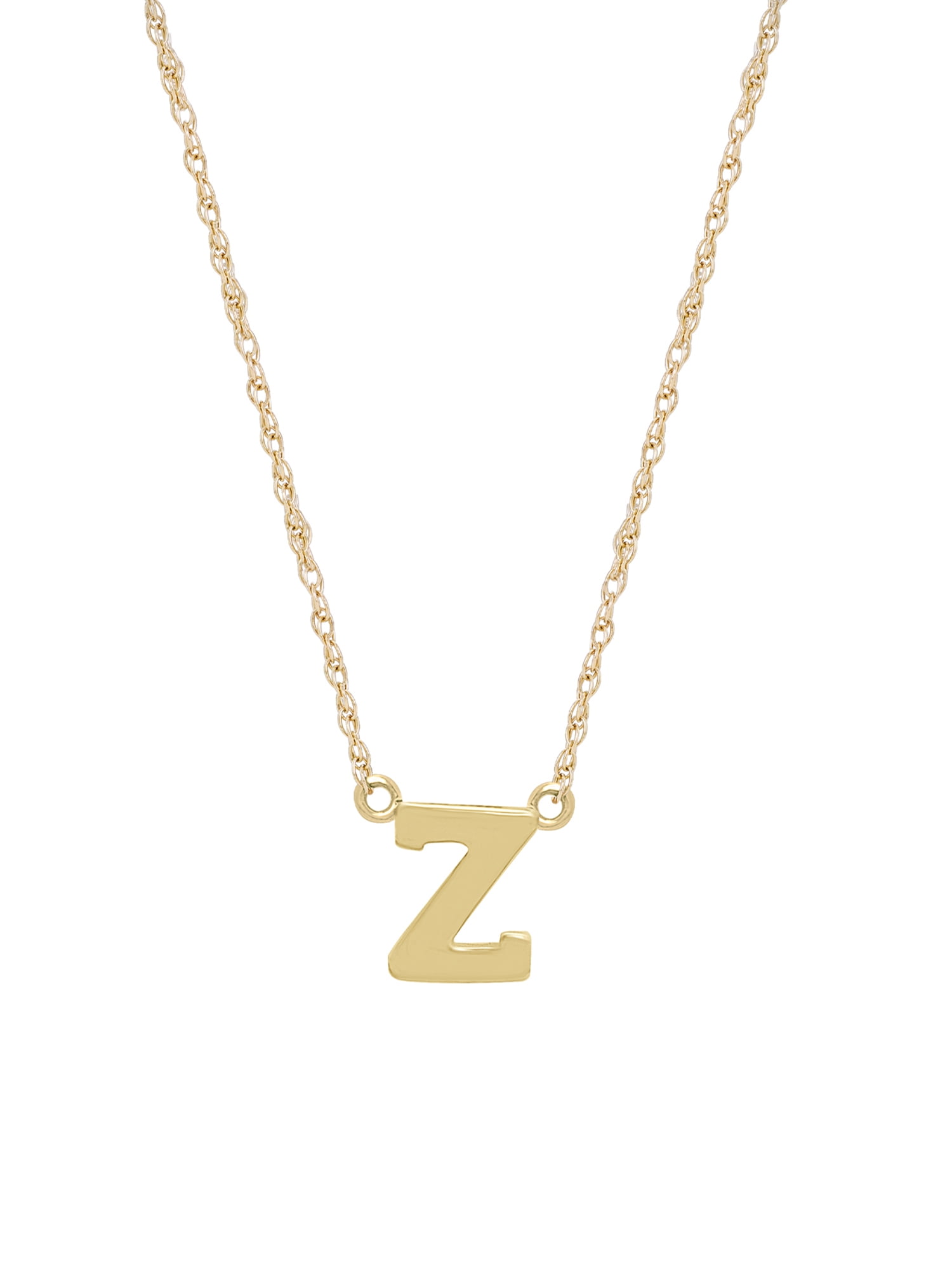 14K Yellow Gold Classic Alphabet Initial Pendant Necklace, Z