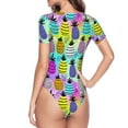 thumbnail image 4 of Easygdp Graffiti Pineapples Women's One-Piece Swimsuit Slim Fit Crew Neck Bodysuit Athletic Swimwear with Concealed Buckle - Small, 4 of 9