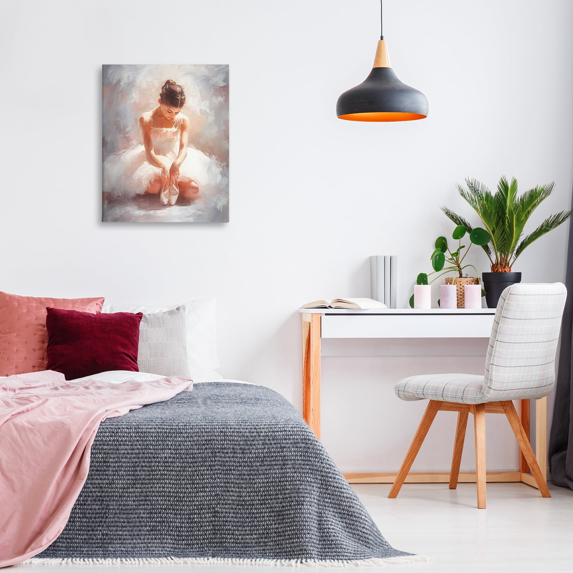 Stupell Industries Serene Ballerina Portrait Novelty Painting Gallery Wrapped Canvas Art Print Wall Art, 24 x 30
