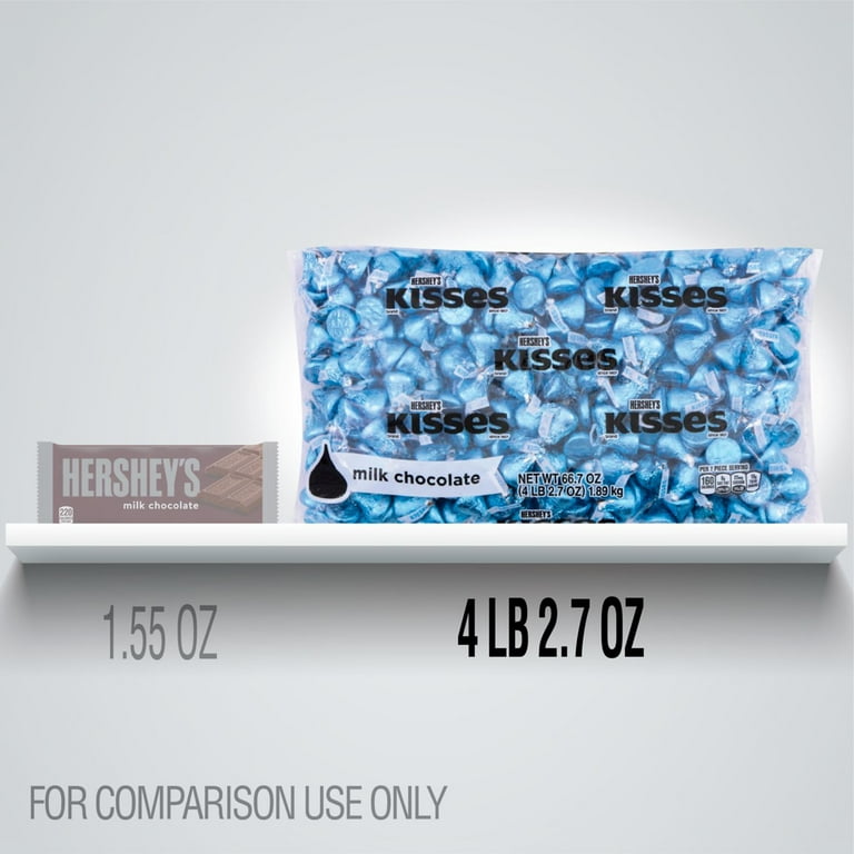 HERSHEY'S KISSES Milk Chocolates in Light Blue Foils - 66.7oz