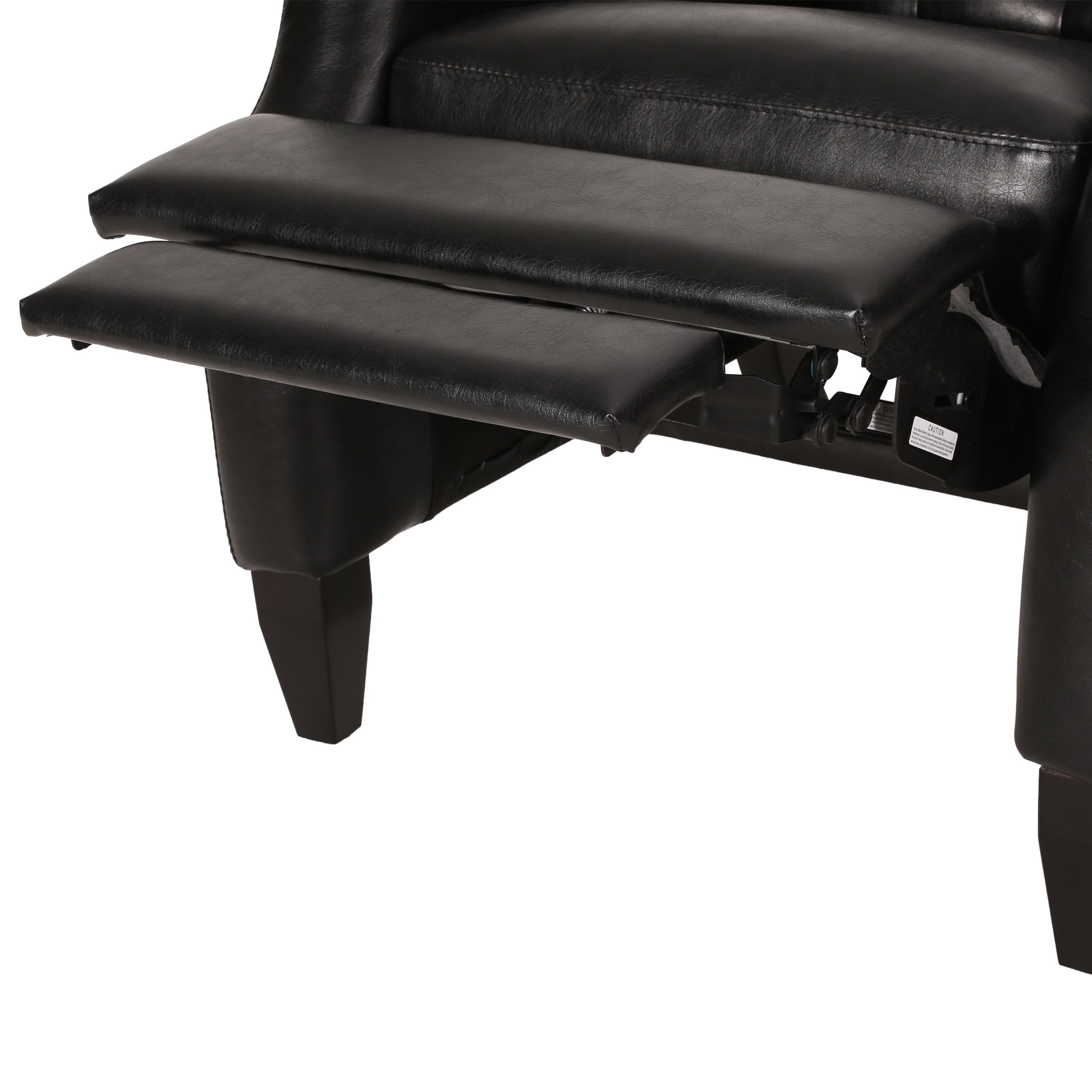 Noble House Steinaker Faux Leather Tufted Pushback Recliner, Midnight Black and Dark Brown