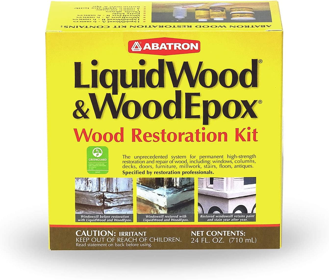  Abatron LiquidWood Kit - 12 Ounce - 2-Part Structural Wood  Epoxy Resin - Wood Hardener and Consolidant - Perfect Primer for WoodEpox Epoxy  Wood Filler : Health & Household