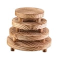 thumbnail image 4 of 4 piezas de bandejas de madera con pedestal, soporte rústico multiusos para plantas y joyeros. Marrón claro, 4 of 9