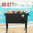 thumbnail image 3 of FDW 80 Quart Outdoor Cooler Cart Rolling Ice Cooler Ice Chest with Wheels Side Handles Bottle Opener Cap Catcher Portable Drink Cooler for Parties Poolside Patio BBQ Beach, Black, 3 of 8