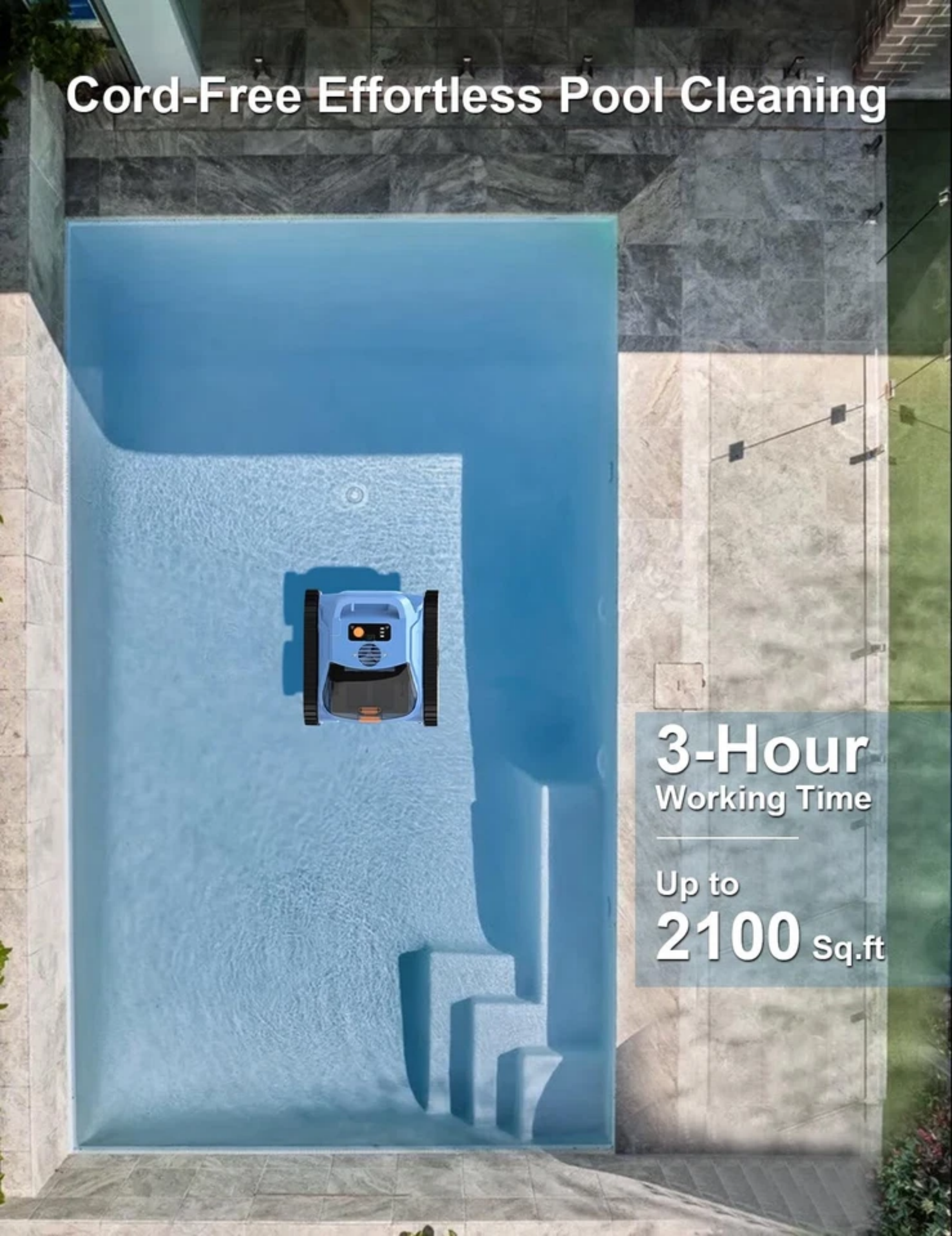ZAMSLVRH Cordless Robotic Pool Cleaner, Wall-Climbing Pool Robot Vacuum for In-Ground & Above-Ground Pools, IP68 Waterproof (2026 New)
