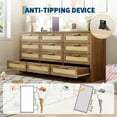 thumbnail image 5 of OUTGOODS 12 Drawer Dresser, Modern Farmhouse Rattan & Wood Chest, 63" Long, Anti-Tip, 5 of 7