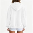 thumbnail image 4 of Domzest Womens Velour Zip Up Hoodies Oversized Full Zipper Long Sleeve Sweatshirts Fall Winter Casual Comfy Track Jackets with Pokets White L, 4 of 6