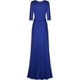 thumbnail image 2 of Bon Rosy, Women's, 3/4 Sleeve Deep V-Neck Maxi Faux Wrap Solid Plus Size Dress, Royal Blue, 3X, 2 of 2