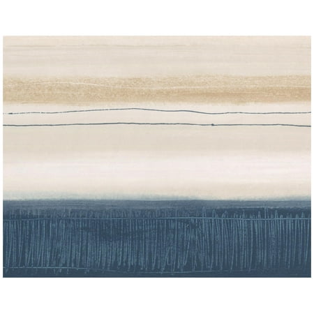 Navy Blue Walk - Prepasted Wallpaper Border - Abstract Modern Art Navy Blue Beige Off-White Wall Border Retro Design, Roll 15 ft. x 7 in.