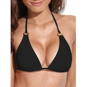 RELLECIGA Women's Black Triangle Bikini Top Swimsuit Swimwear Size Small