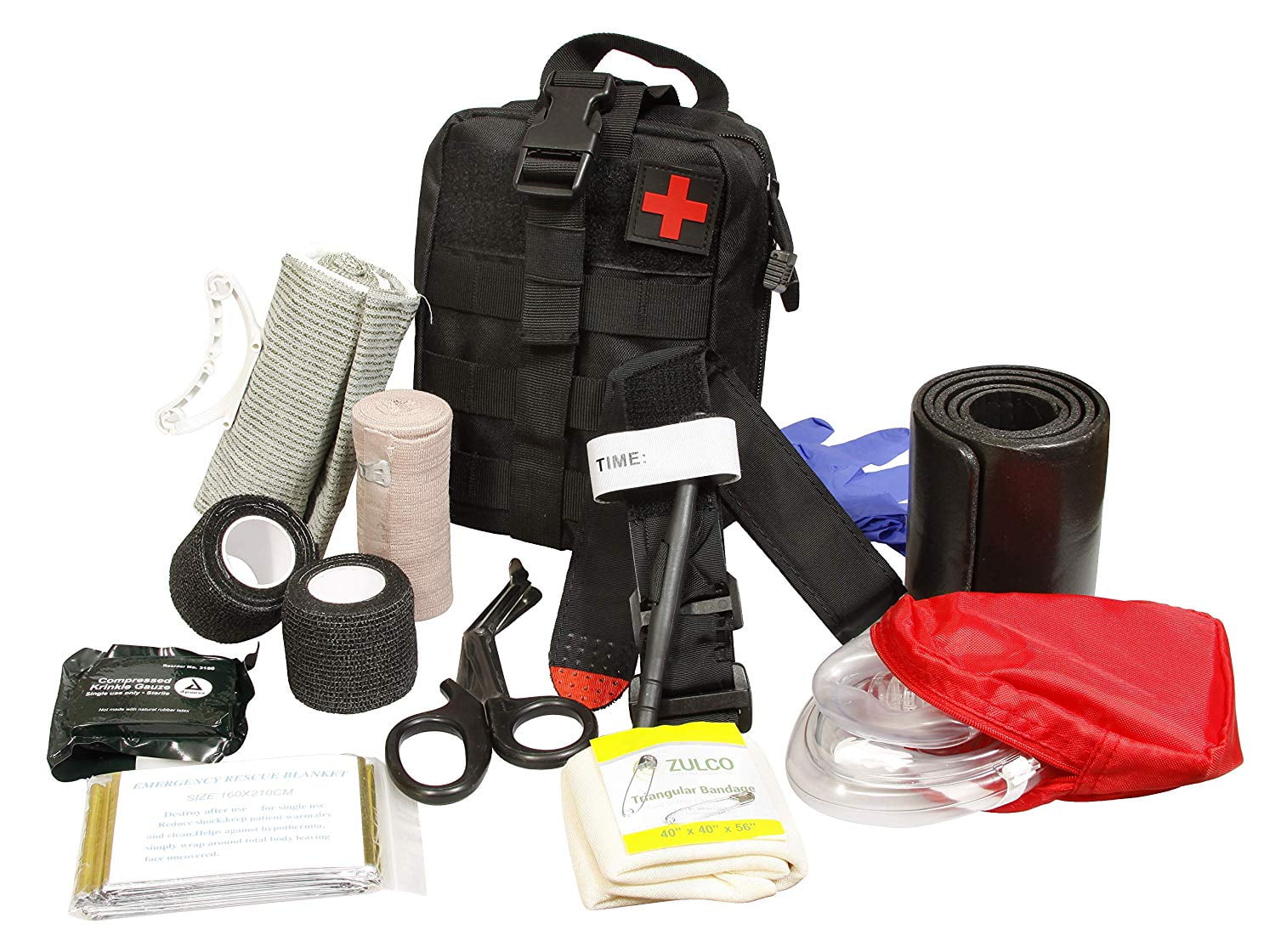 EMERGENCY SURVIVAL TRAUMA MEDICAL KIT W MOLLE POUCH TOURNIQUET FIRST AID BAG US 