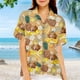 thumbnail image 4 of Camisa hawaiana unisex personalizada con estampado floral navideño para perros y gatos, camisetas de vacaciones en la playa con cara linda, camiseta de manga corta para hombres y mujeres, 4 of 4