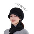 thumbnail image 4 of UTSJKR Winter Hats for Women Windproof Ear Protection Fleece Beret Hat Chunky Knitted Scarf 2 Piece Sets Outdoor Cold Weather Wine, 4 of 8