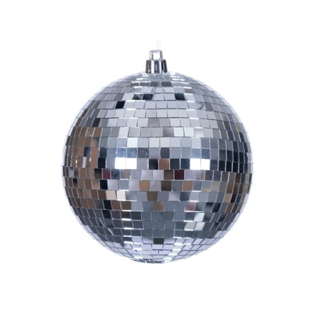 4" Silver Mirror Ball Ornament 6/Bag