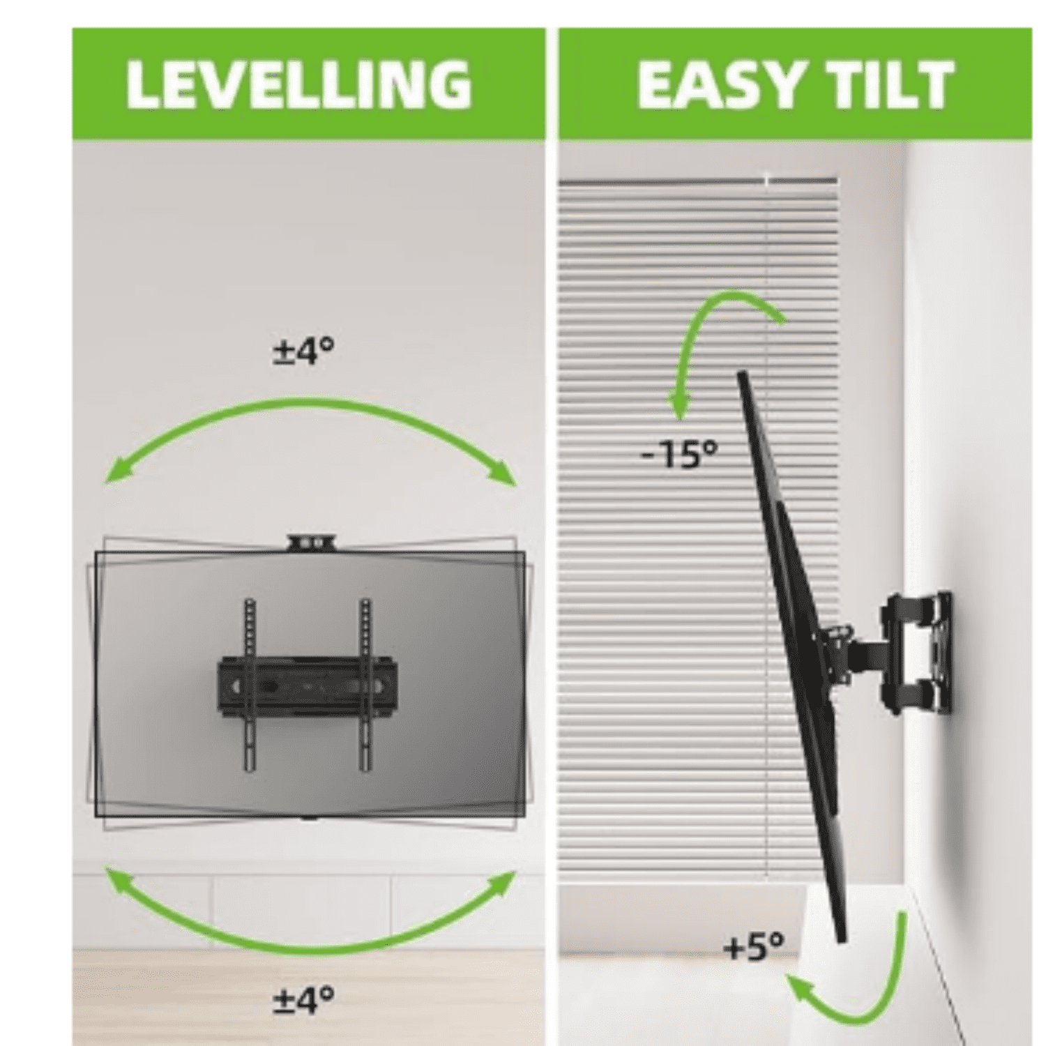TV Wall Mount for 32-65 inch Flat Screen/LED/4K up to 110lbs, Full Motion TV Mount Bracket with Swivel & Tilt Articulating Dual Arms, Max VESA 400x400mm, Fits 12/16" Wood Studs