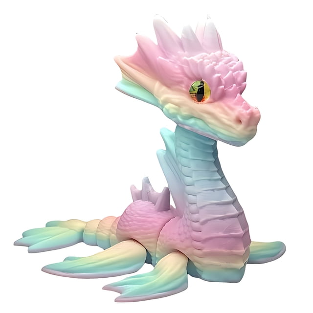 C 3D Printed Mini Sea Dragon Decoration Home Decor Table Furnishings Plastic Material 3.94 X 2.76X3.15 Inches Unique Sculpture For Display Multicolor Style C
