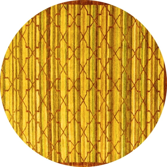 Ahgly Company Machine Washable Indoor Round Persian Yellow Traditional Area Rugs, 8' Round