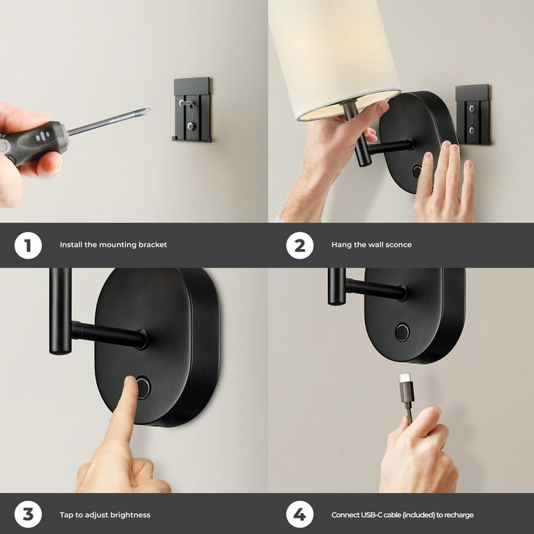 Globe Electric 10.5" Matte Black Rechargeable Wall Sconce photo 3