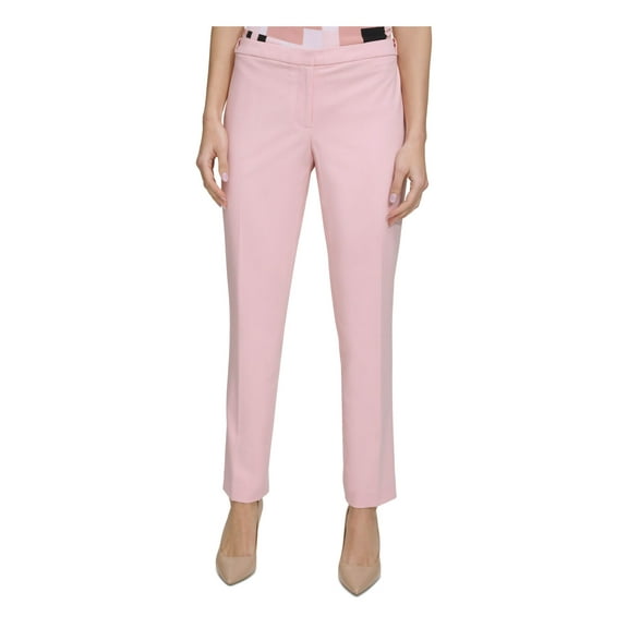 Calvin Klein Womens Slim Mid Rise Ankle Dress Pants, Pink, 16