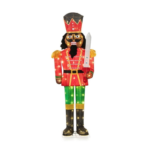 Resenkos 5-Ft Lighted Christmas Nutcracker with Glitter Sword for Outdoor - Multi-Color