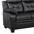 thumbnail image 2 of Contemporary Faux Leather & Wood Loveseat With Cushioned Armrests, Rich Black, 2 of 3