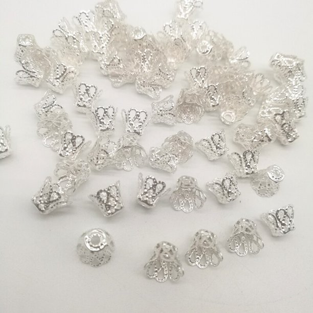 Accesorios de joyería de piezas, tapas de cuentas, copa de vino mediana, chapado en plata/oro/plata opaca, 100