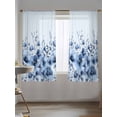 thumbnail image 5 of Sheer Curtains 63 Inch Length, Blue Blooms Floral Semi Sheer Curtains Light Filtering Window Treatment, Spring Flowers Botanical Blue Ombre Privacy Voile Drapes for Living Room Bedroom 52x63 Inch, 5 of 7