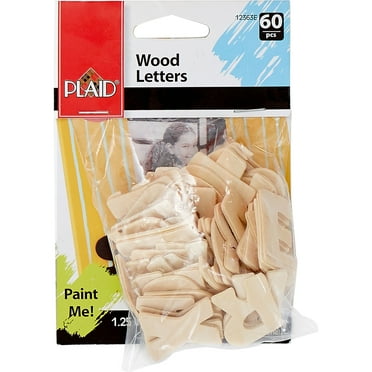 Plaid Unpainted Wood Surface, Bold Alphabet Pack, 60 Piece, 1.25"