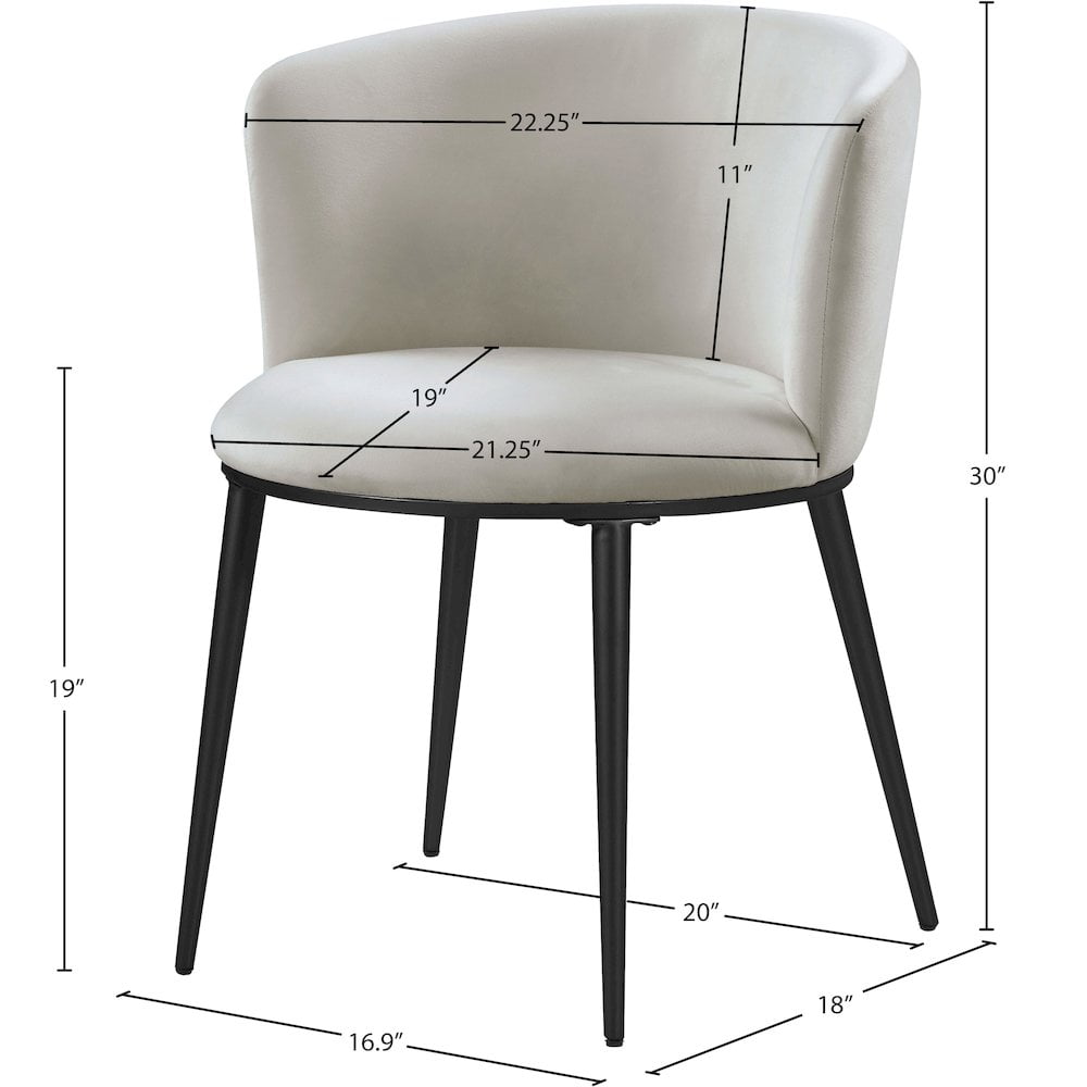Meridian Furniture Skylar Cream Velvet Dining Chair (Set of 2)