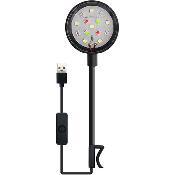 SolaceHue Small Aquarium Fish Bowl LED Light with USB Interface Clip on for Plant Freshwater Aquarium Water Grass Fish Tank Lamps 1 Pieces Fish Tank LED Light,Black