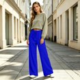 thumbnail image 5 of Women's Soft Extra Wide Leg Pants with Pockets Drawstring High Waist Pull-On Casual Sweatpants Baggy Comfy Athletic Joggers Royal Blue S, 5 of 7
