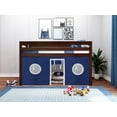 thumbnail image 6 of JACKPOT! Contemporary Low Loft Twin Bed with End Ladder, Cherry with Blue & White Tent, 6 of 6