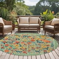 thumbnail image 4 of Boho Green Flowers Round Area Rug 7Ft Washable Circle Rugs for Dorm Laundry Room, Spring Abstract Watercolor Floral Leaf Non-Slip Carpet Floor Mats Indoor Outdoor Carpet Runner Aesthetic Home Decor, 4 of 8