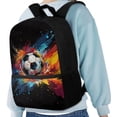 thumbnail image 4 of KUIFORTI Kids Soccer Backpack For School Watercolor School Backpack For Teens Girls Anti Theft Large Capacity Kids Bookbag 17 Inch Zippered Students Schoolbag with Front Compartment, 4 of 6