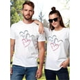 thumbnail image 1 of Camisetas de San Valentín para él y para ella en pareja: cuello redondo informal, mezcla de algodón 100 % con estampado de corazones, ligeramente elásticas, lavables a máquina, perfectas para el veran, 1 of 7